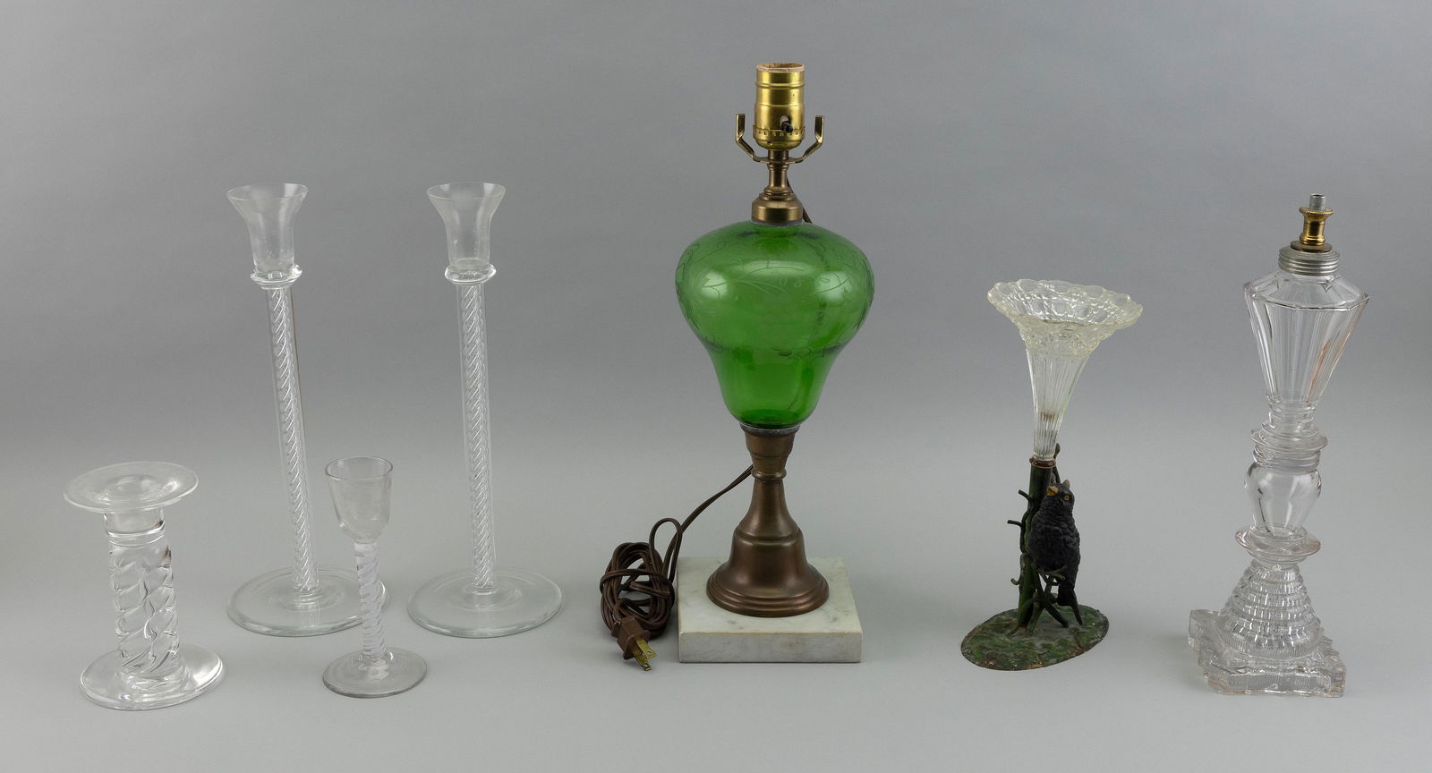 SEVEN PIECES OF ASSORTED GLASS 19th/20th Century Heights from 6" to 16". (1 of 1)