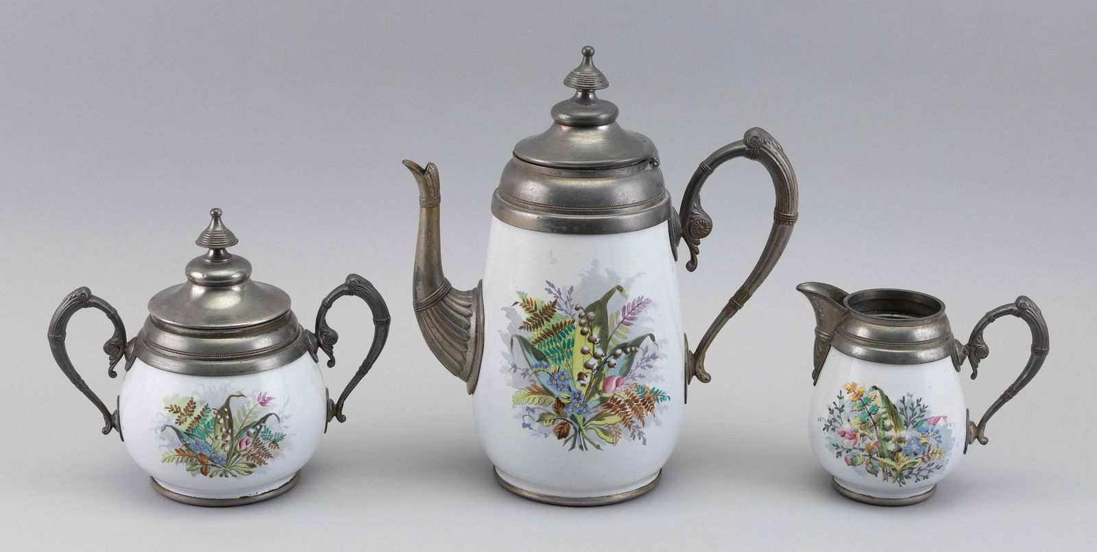 GRANITEWARE TEA SET Early 20th Century Heights from 5" to 12". (1 of 2)