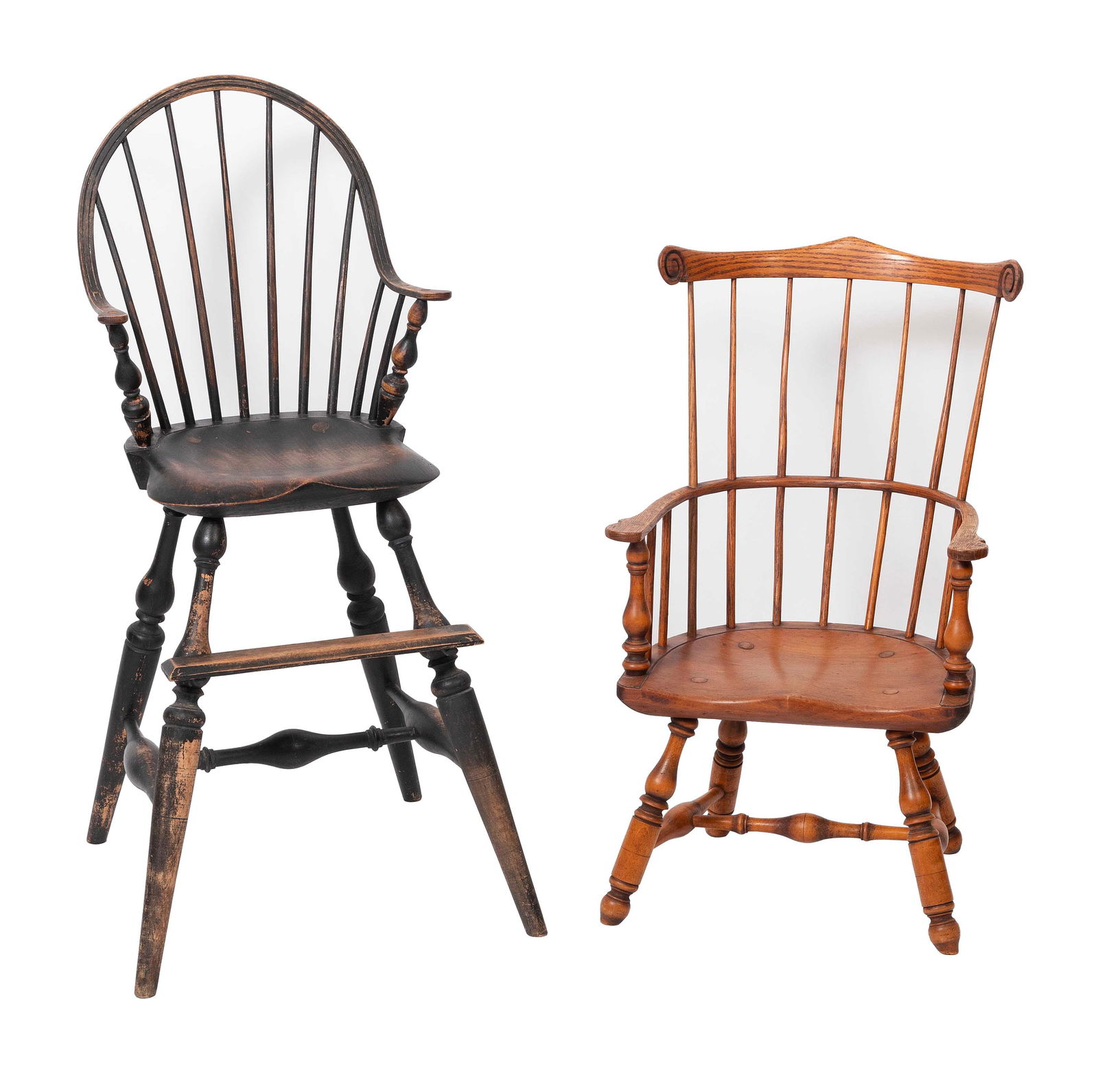 TWO WINDSOR CHILDíS ARMCHAIRS 20th Century Heights 29.5" and 37". (1 of 1)