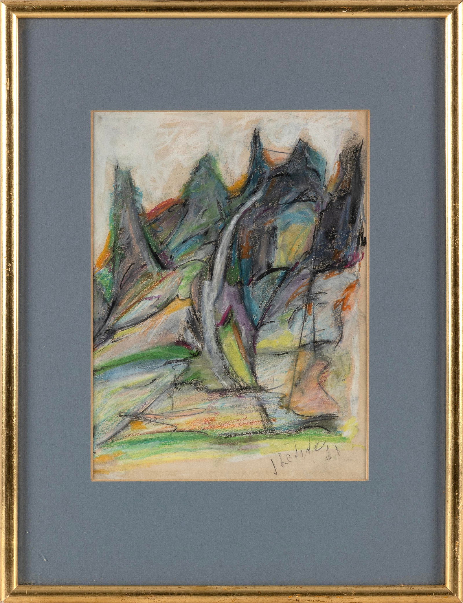 JACK LEVINE (Massachusetts/New York, 1915-2010), Abstract landscape., Mixed media on paper, 10" x (1 of 2)