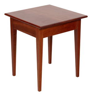STEPHEN SWIFT HEPPLEWHITE-STYLE TABLE Nantucket, Contemporary Height 23". Top 20" x 20".: STEPHEN SWIFT HEPPLEWHITE-STYLE TABLENantucket, ContemporaryIn cherry. Maker's brand on underside.Height 23". Top 20" x 20".
