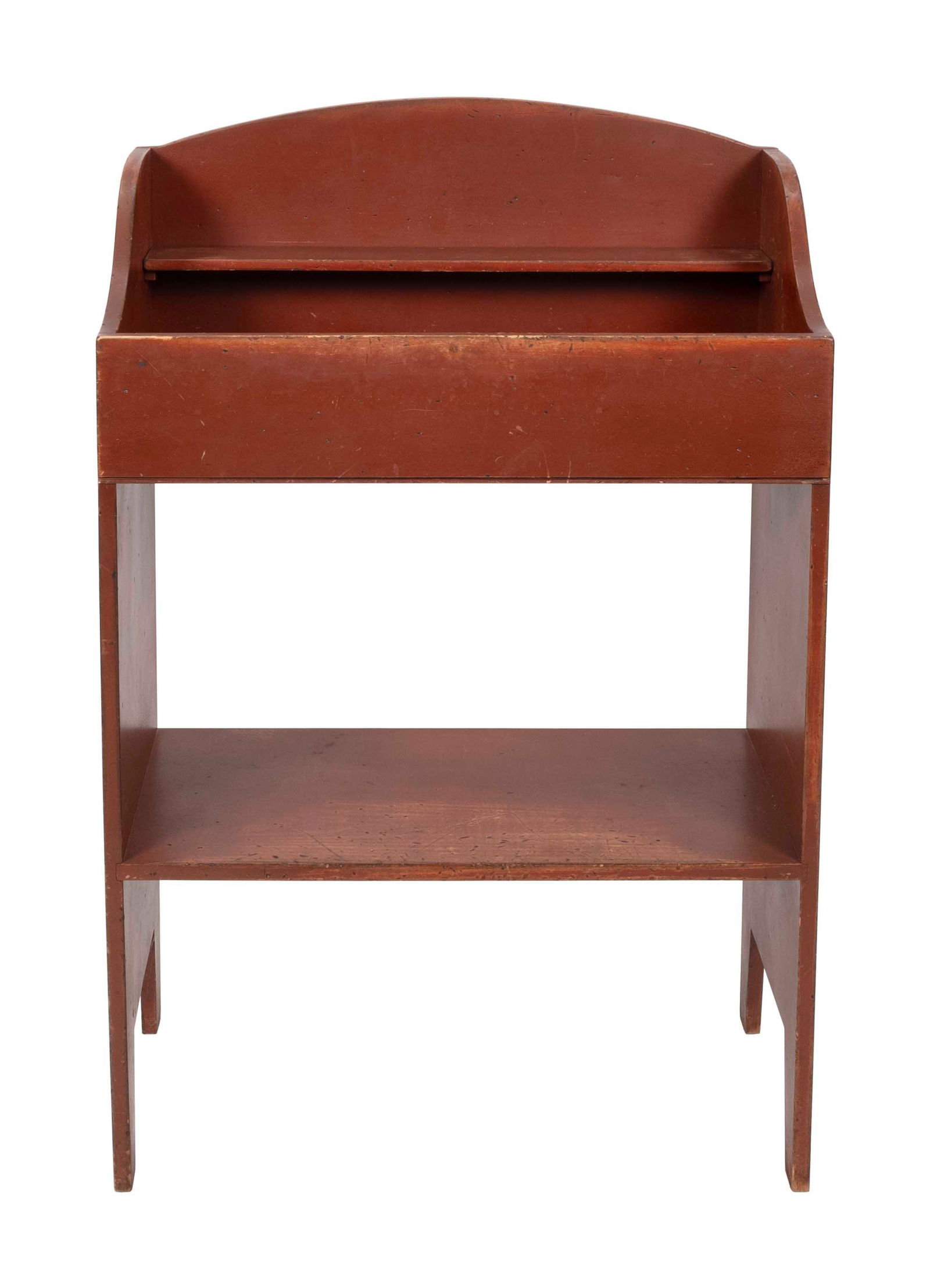 DAVID SMITH CUSTOM-MADE DRY SINK Ohio, 20th Century Height 44". Width 30". Depth 16".: DAVID SMITH CUSTOM-MADE DRY SINKOhio, 20th CenturyIn pine under red paint.Height 44". Width 30". Depth 16".