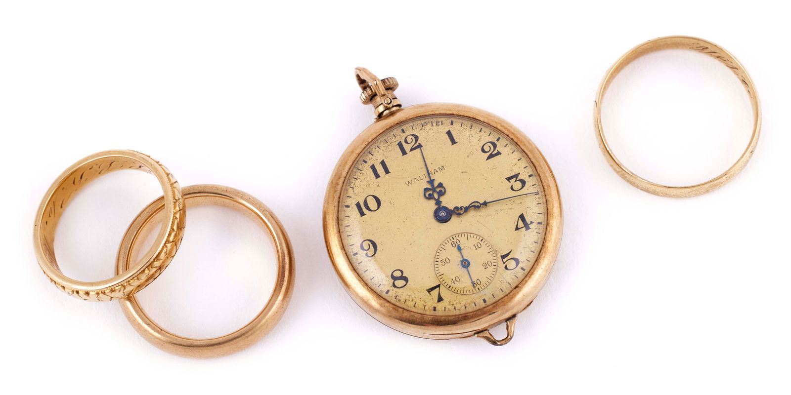 WALTHAM 14KT GOLD PENDANT WATCH AND 14KT AND 18KT GOLD BANDS 14kt watch and bands approx. 23.00 (1 of 1)