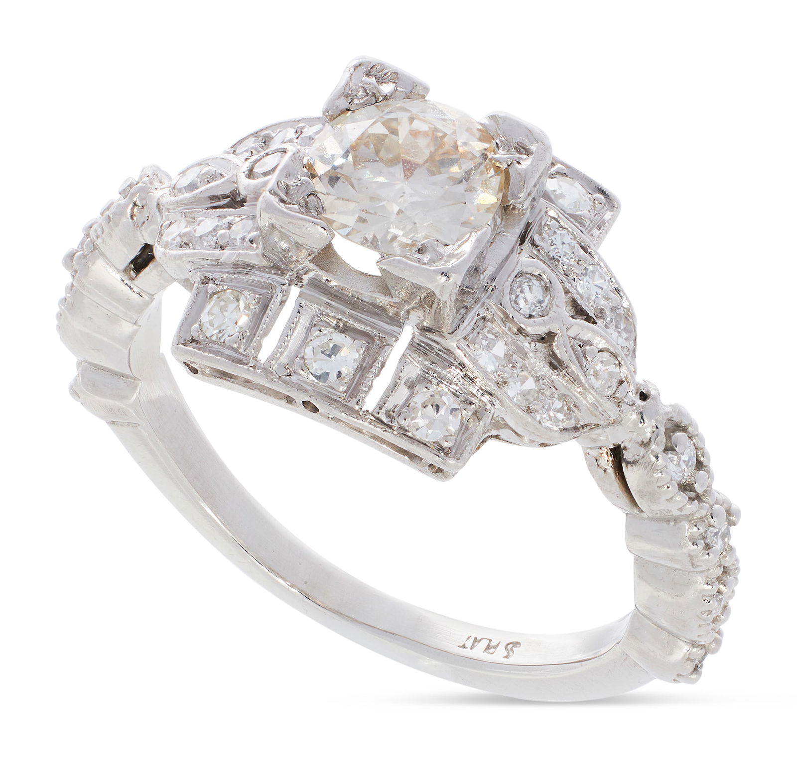 VINTAGE PLATINUM AND DIAMOND RING Mid- to Late 20th Century Approx. 4.01 total dwt. (1 of 1)