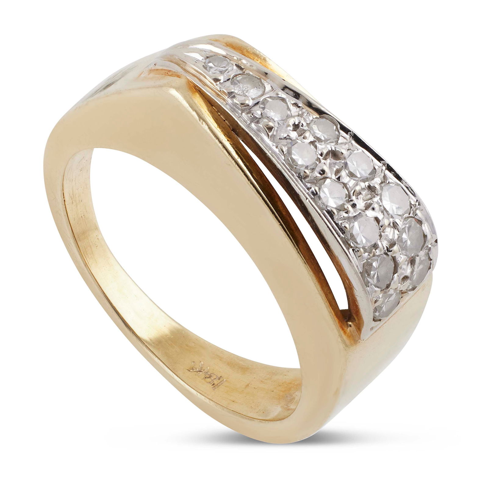 18KT YELLOW AND WHITE GOLD AND DIAMOND RING Approx. 4.75 total dwt. (1 of 1)