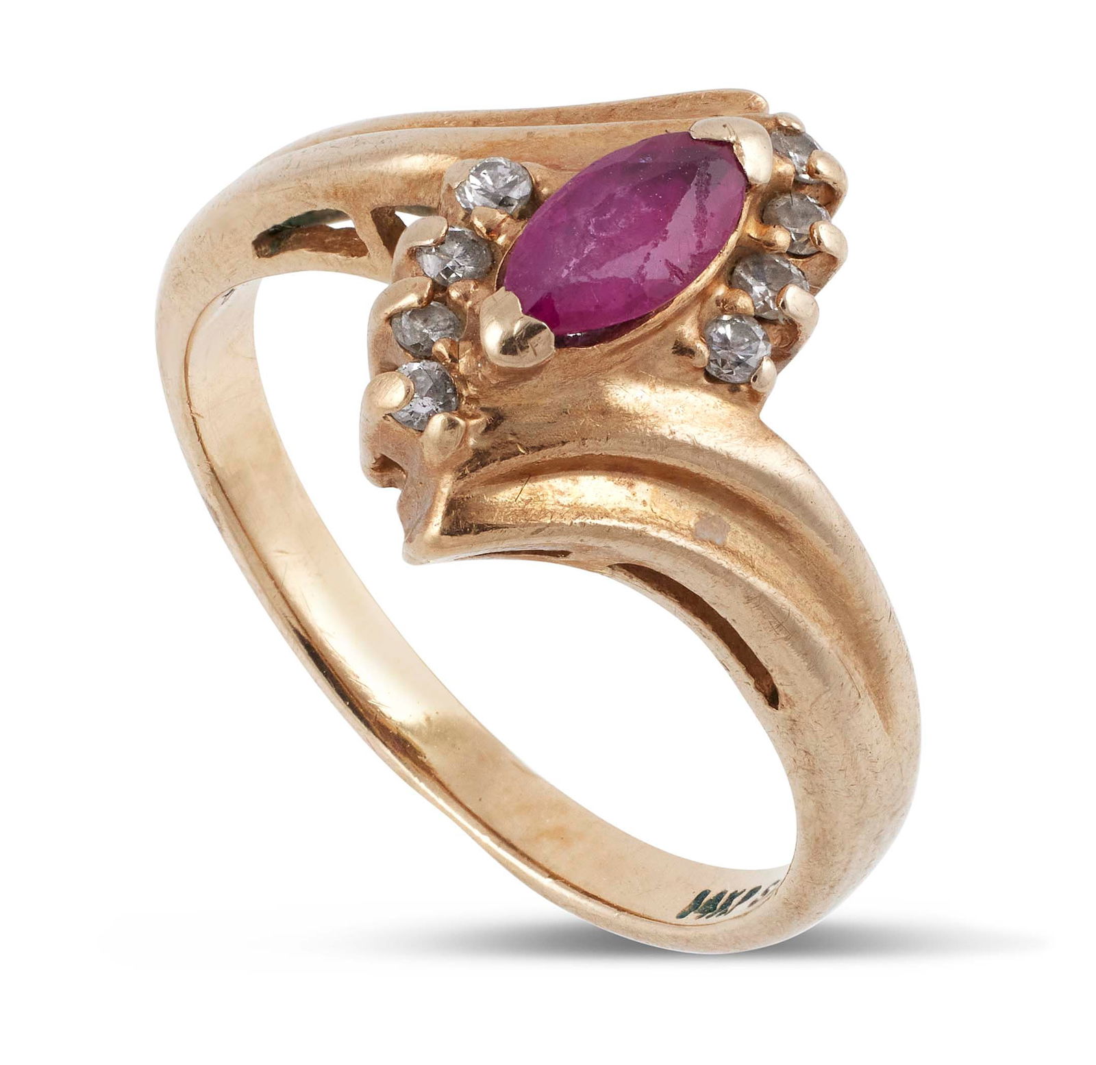 14KT YELLOW GOLD, DIAMOND AND RUBY RING Approx. 1.75 total dwt. (1 of 1)