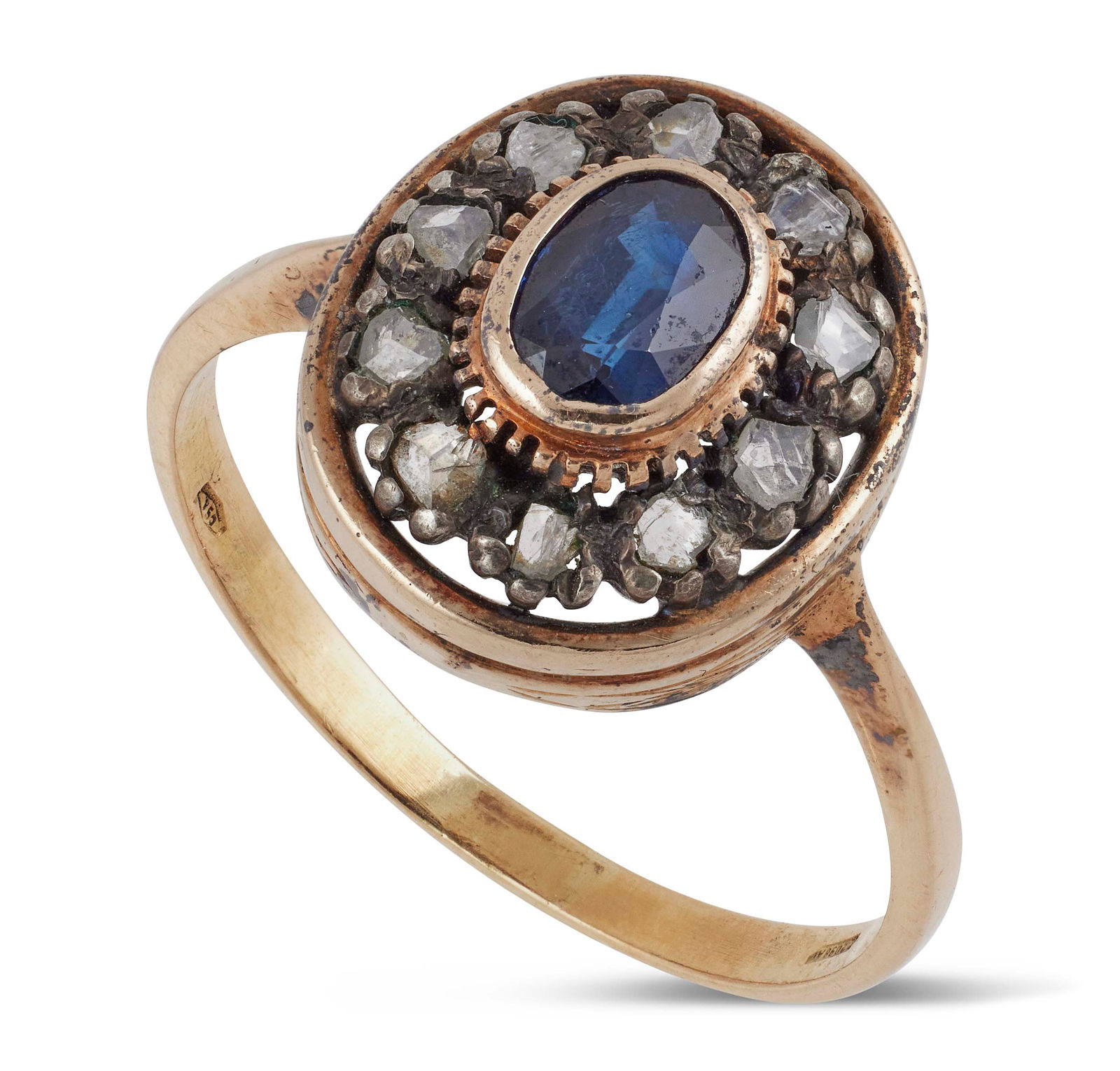 18KT YELLOW GOLD, BLUE SAPPHIRE AND DIAMOND RING Approx. 2.43 total dwt. (1 of 1)