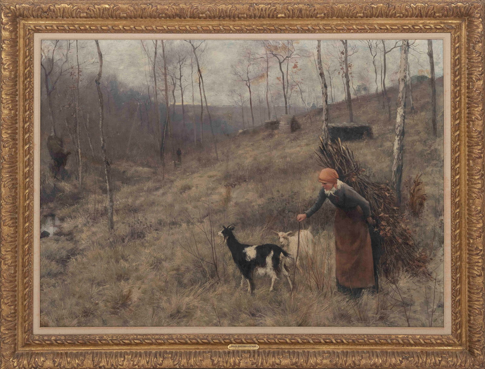 AFTER JULES BASTIEN-LEPAGE (France, 1848-1884), Scene of a young woman carrying a bundle of sticks, (1 of 2)