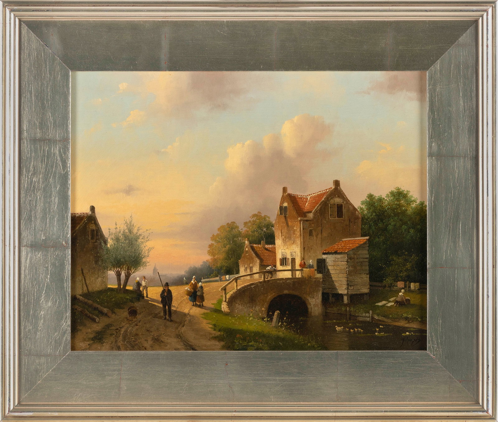 FRED ARENDS (The Netherlands, 1949-), Rural European town., Oil on board, 15" x 19.25". Framed 22" x: FRED ARENDS The Netherlands, 1949- Rural European town. Signed lower right "F. Arends". Oil on board, 15" x 19.25". Framed 22" x 26.25".
