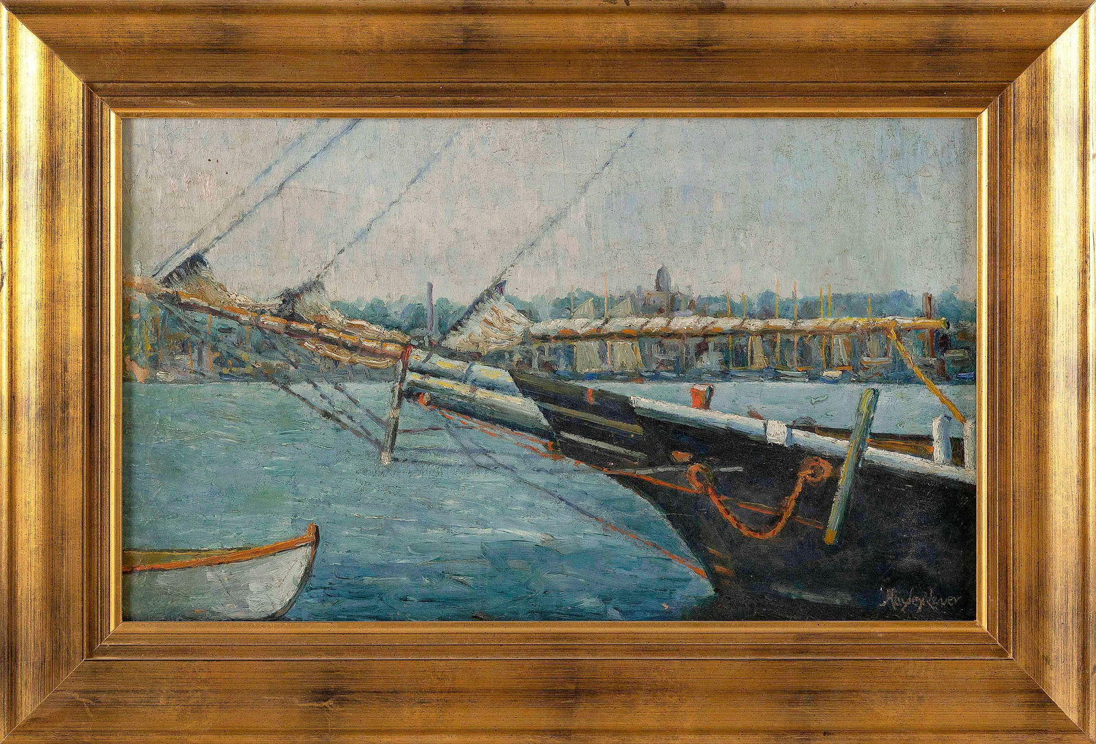 HAYLEY LEVER (New York/Massachusetts/England/Australia, 1876-1958), Bow view., Oil on canvas, 13" x (1 of 2)