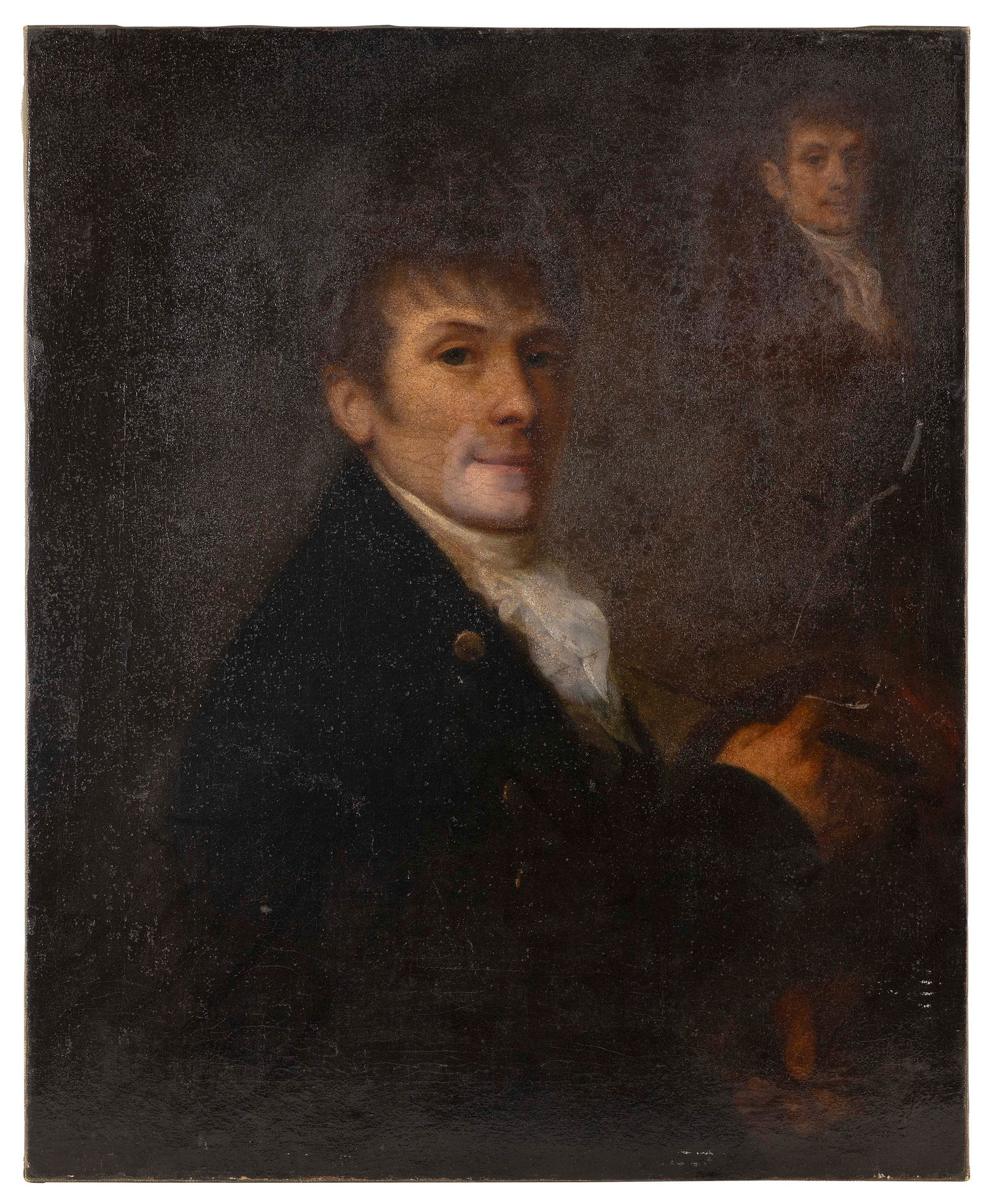 MANNER OF GILBERT STUART (America, 19th Century), Double portrait of a man., Oil on canvas, 30”: MANNER OF GILBERT STUARTAmerica, 19th CenturyDouble portrait of a man. Unsigned.Oil on canvas, 30” x 25”. Unframed.