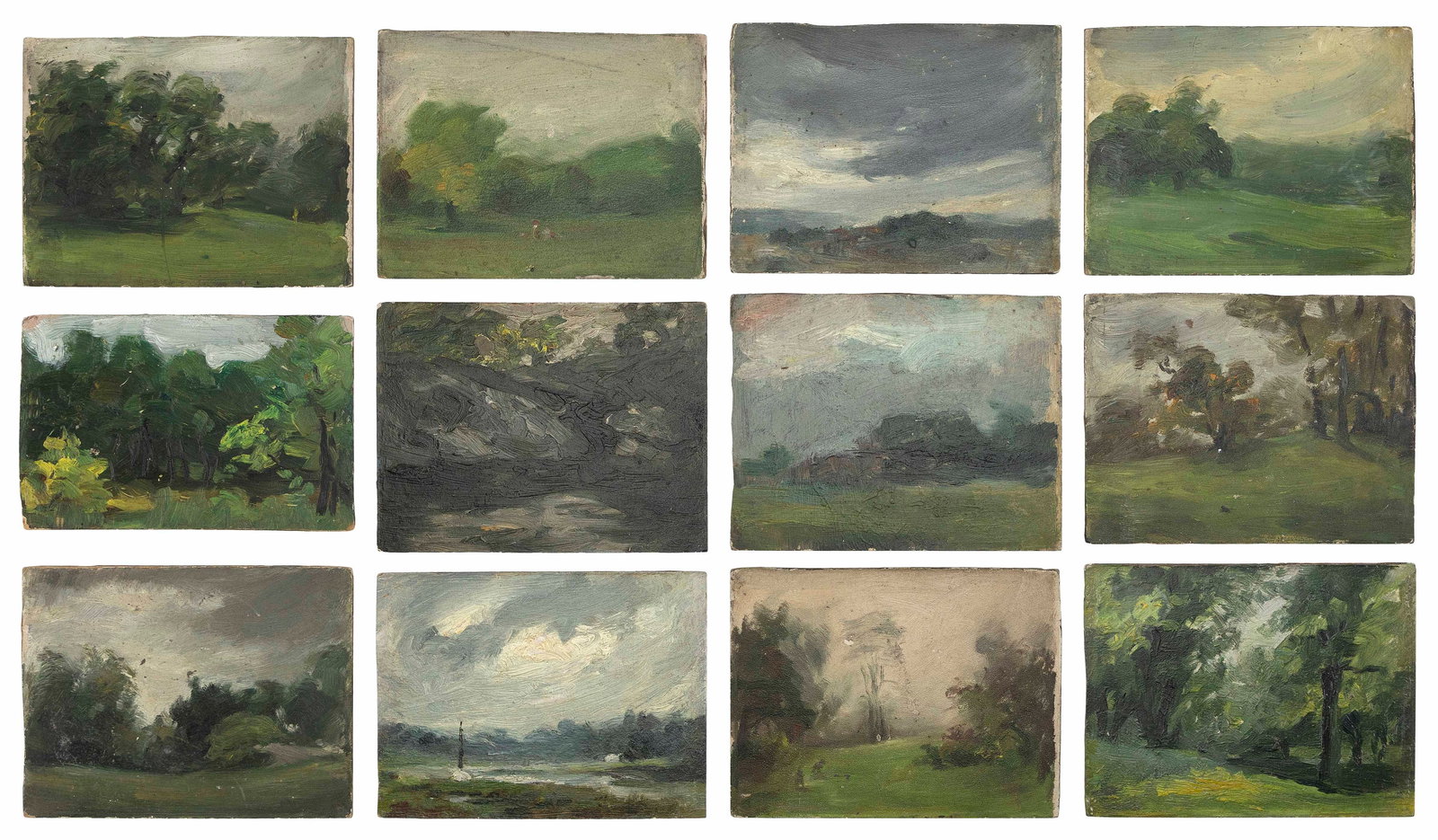 HOWARD WHITE MCLEAN (New York/New Jersey, 1879-1952), Twelve landscape sketches., Oils on academy (1 of 2)