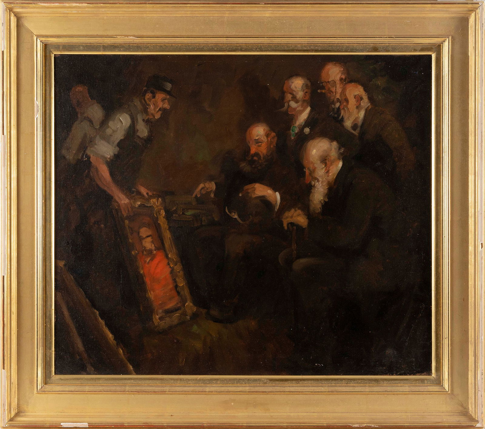 SCHOOL OF GEORGE BENJAMIN LUKS (New York, 1867-1933), The art dealer., Oil on canvas, 25" x 30". (1 of 2)