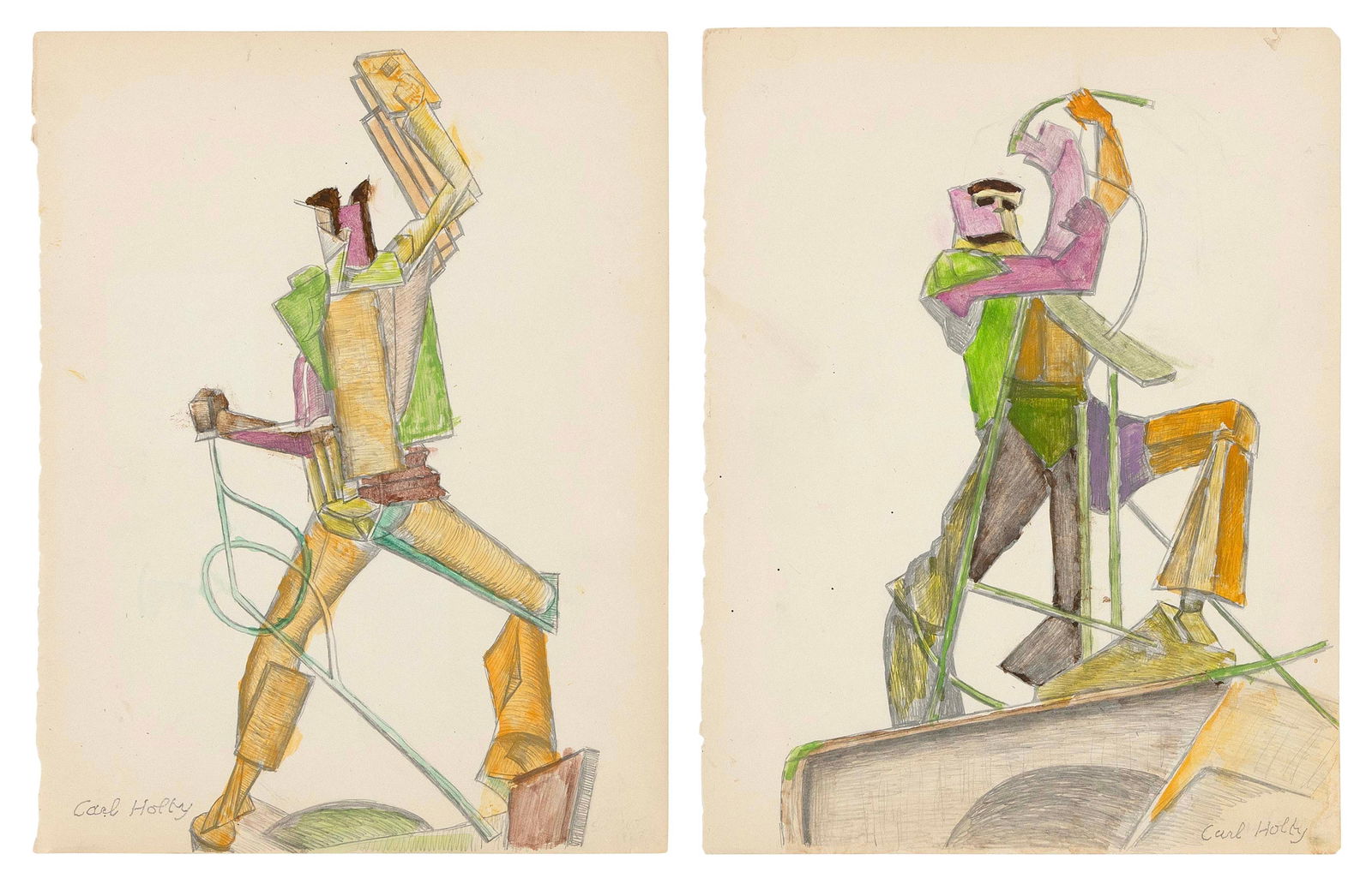 CARL ROBERT HOLTY (New York/France, 1900-1973), Pair of figural studies., Watercolor and pencils, (1 of 1)