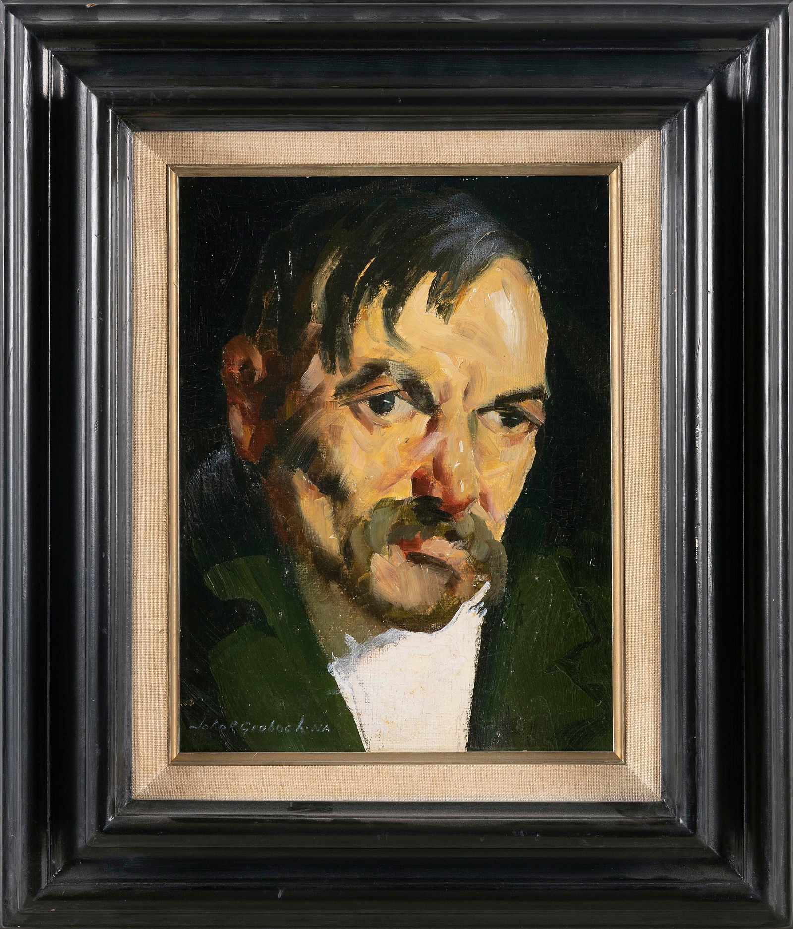 JOHN R. GRABACH (New York/California, 1886-1981), Portrait of a man., Oil on board, 12" x 9". Framed (1 of 2)