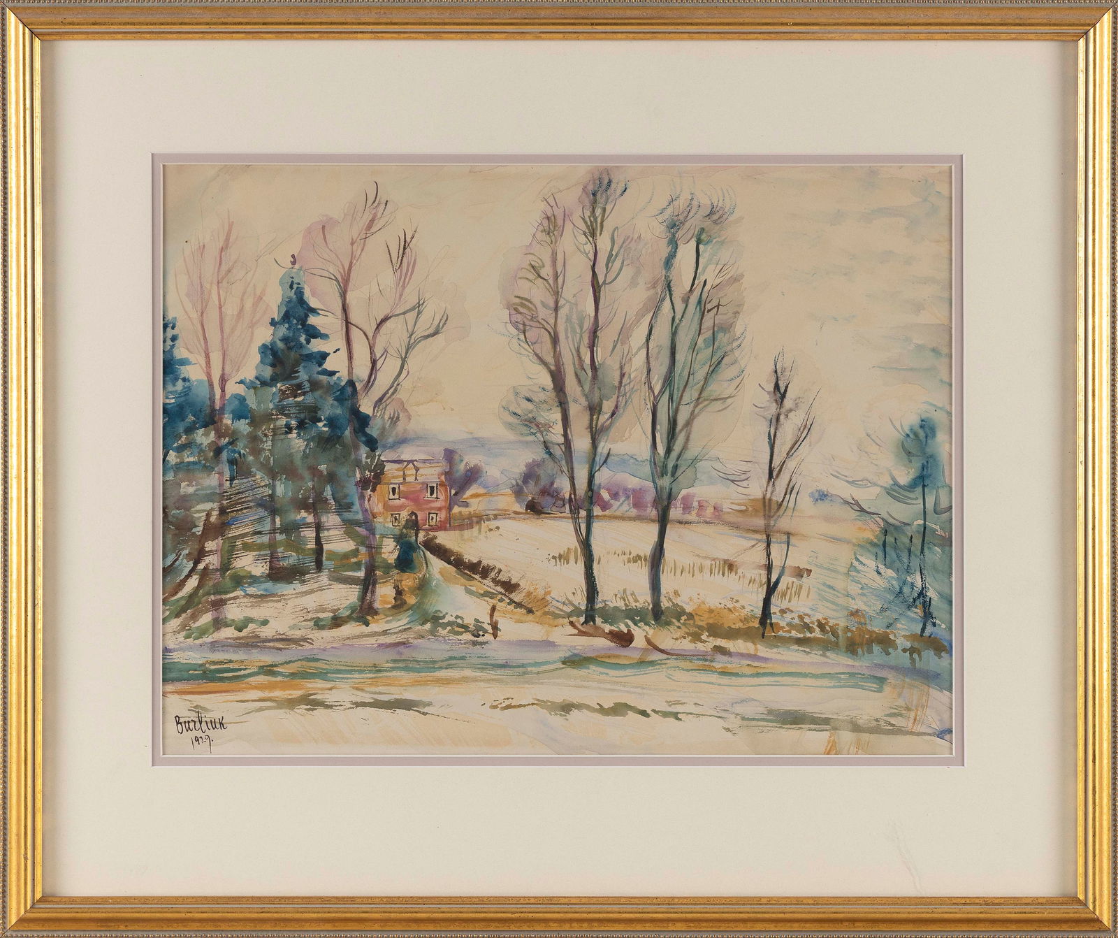 DAVID DAVIDOVICH BURLIUK (New York/Russian Federation/Ukraine/China, 1882-1967), Landscape with (1 of 2)