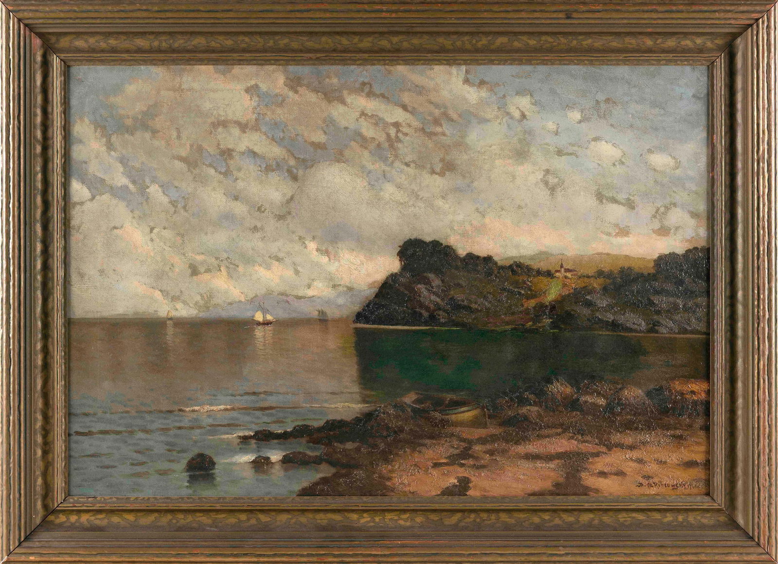 RICHARD DEY DE RIBCOWSKY (California/Argentina/Bulgaria, 1880-1936), Rocky seascape., Oil on canvas, (1 of 2)