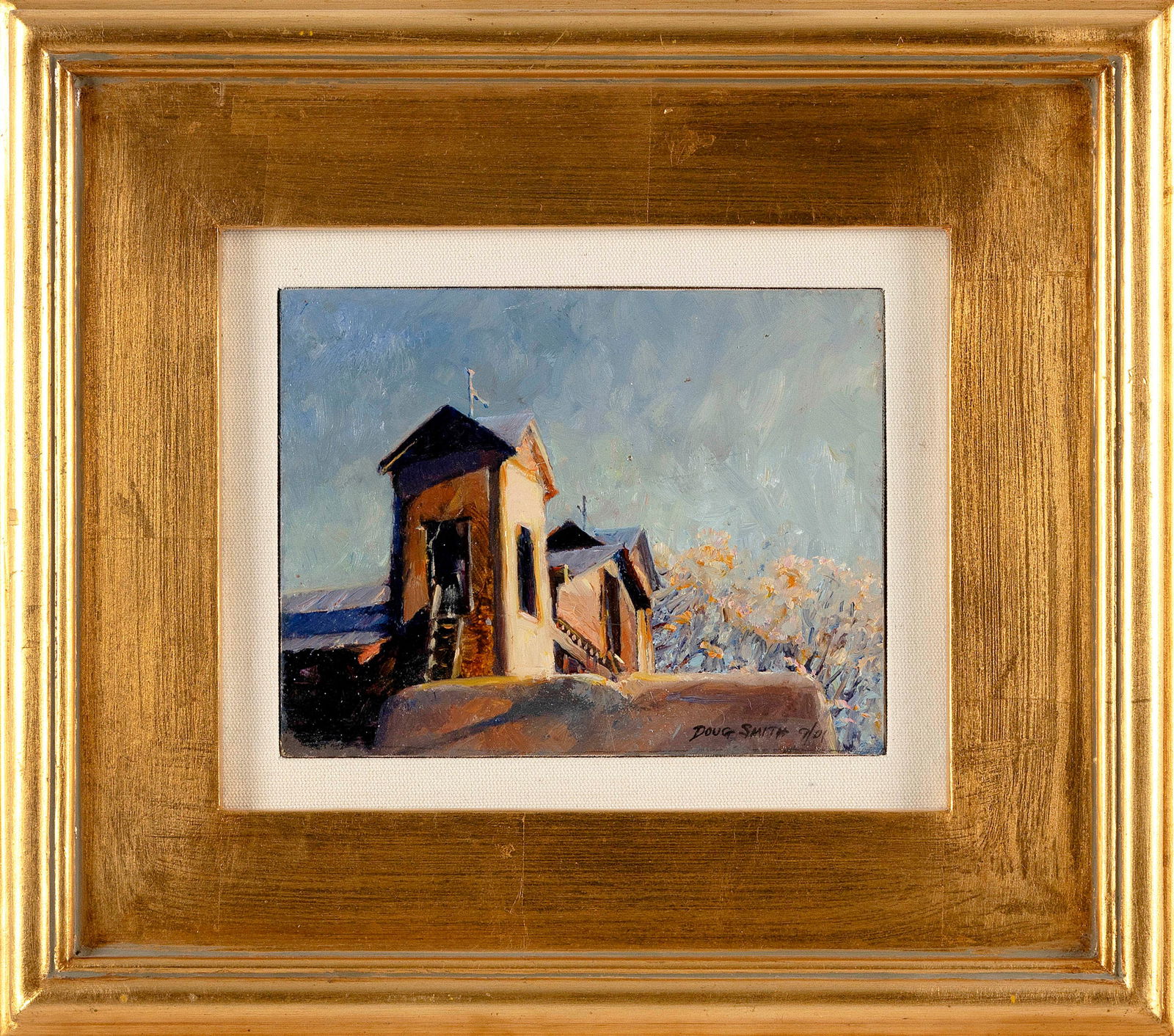 DOUGLAS SMITH (California, 20th Century), "Chimayo, New Mexico"., Oil on board, 8" x 10". Framed (1 of 2)