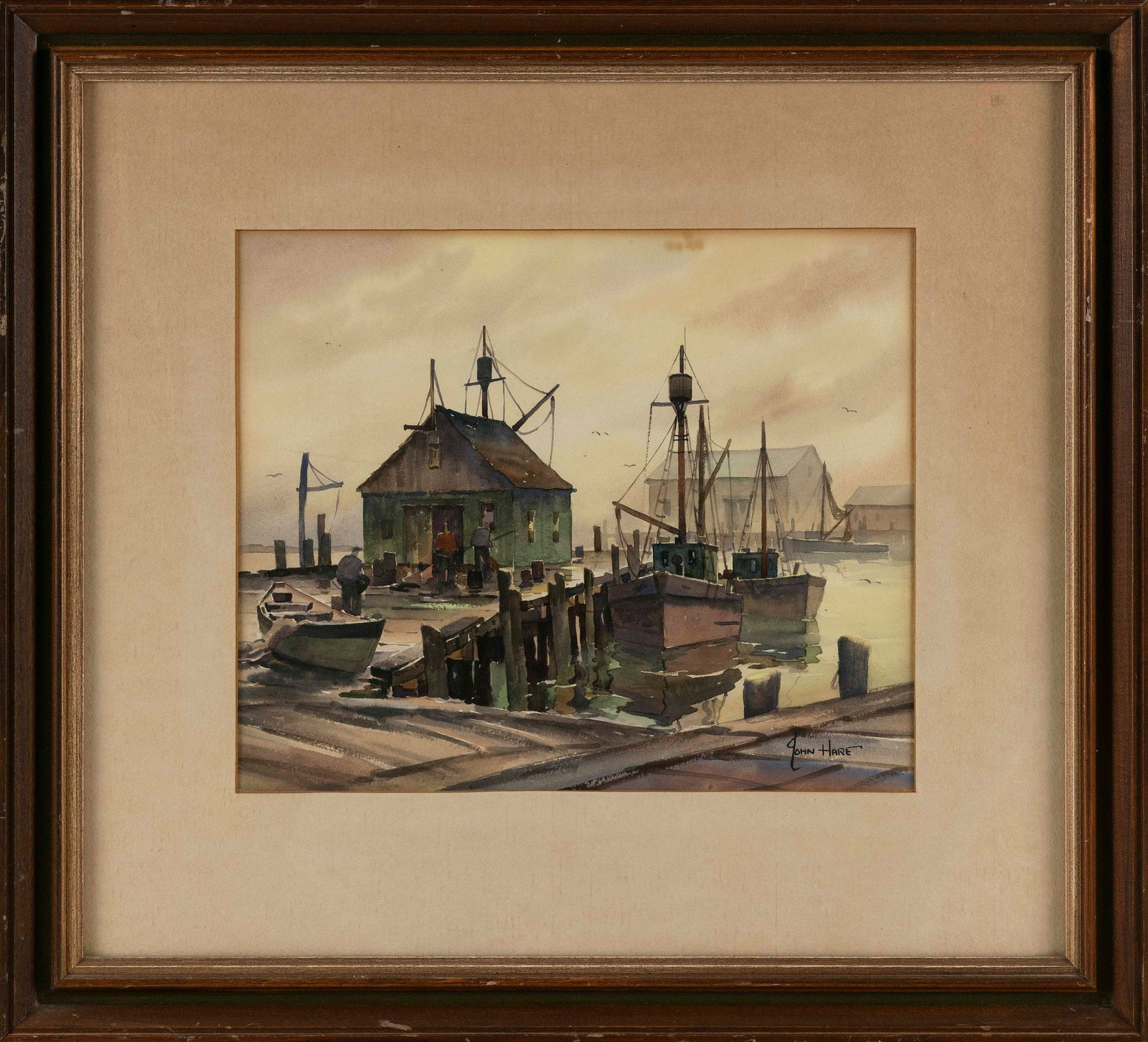 JOHN CUTHBERT HARE (Massachusetts/Florida, 1908-1978), Provincetown wharf., Watercolor on paper, 10" (1 of 2)