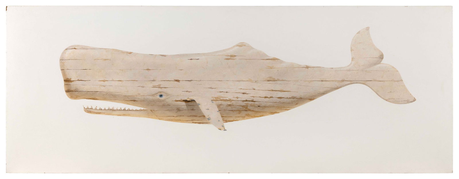 JOSEPH CIBULA (Connecticut, 1946-), "Moby Dick #6"., Watercolor and oil on masonite, 18" x 48.5".: JOSEPH CIBULAConnecticut, 1946-"Moby Dick #6". Signed on lower tail fluke "Cibula". Signed and dated verso "Joseph Cibula 2005".Watercolor and oil on masonite, 18" x