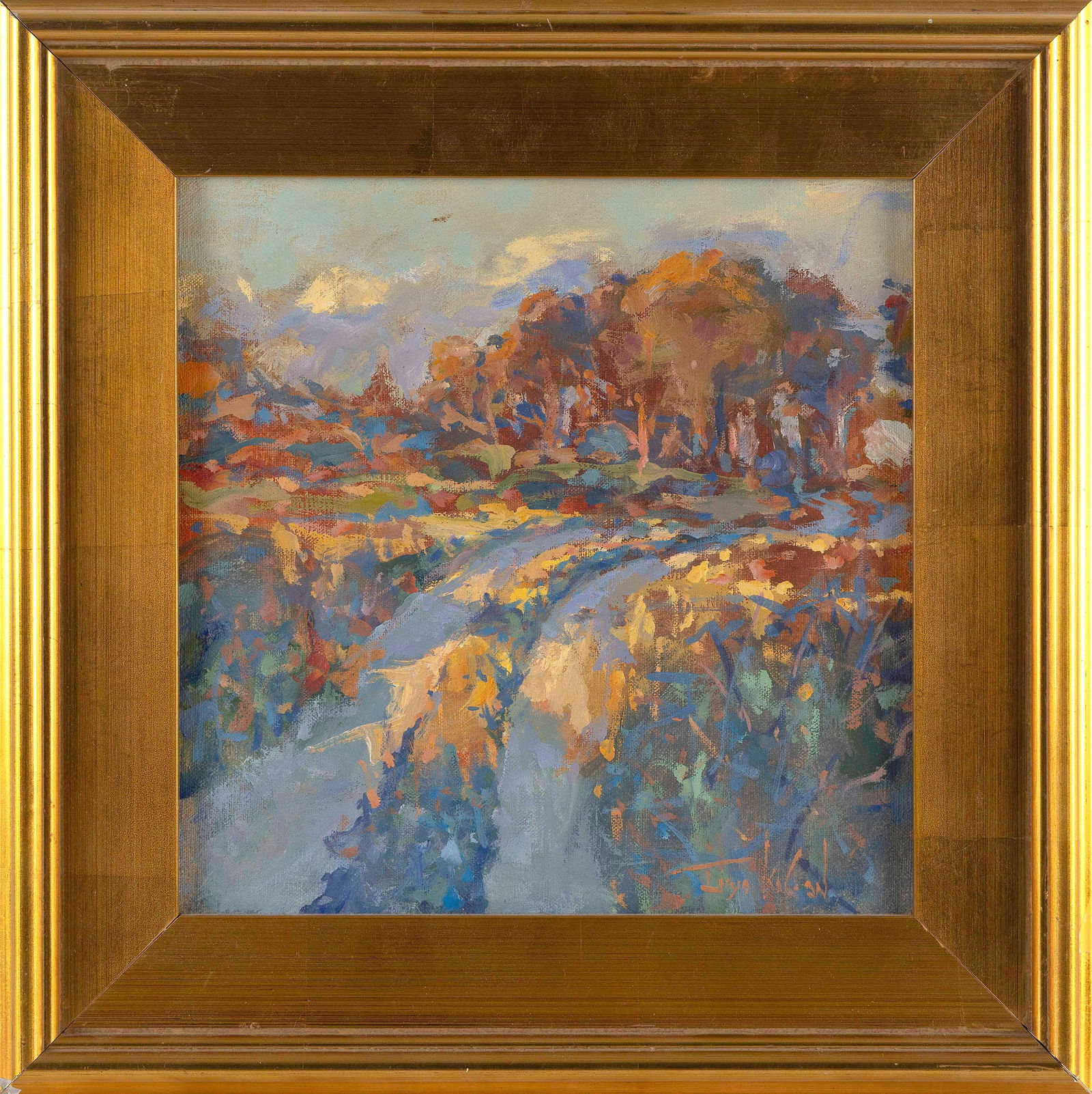 AMERICAN SCHOOL (Contemporary,), Sandy road, possibly Nantucket., Oil on canvas, 12" x 12". Framed (1 of 4)