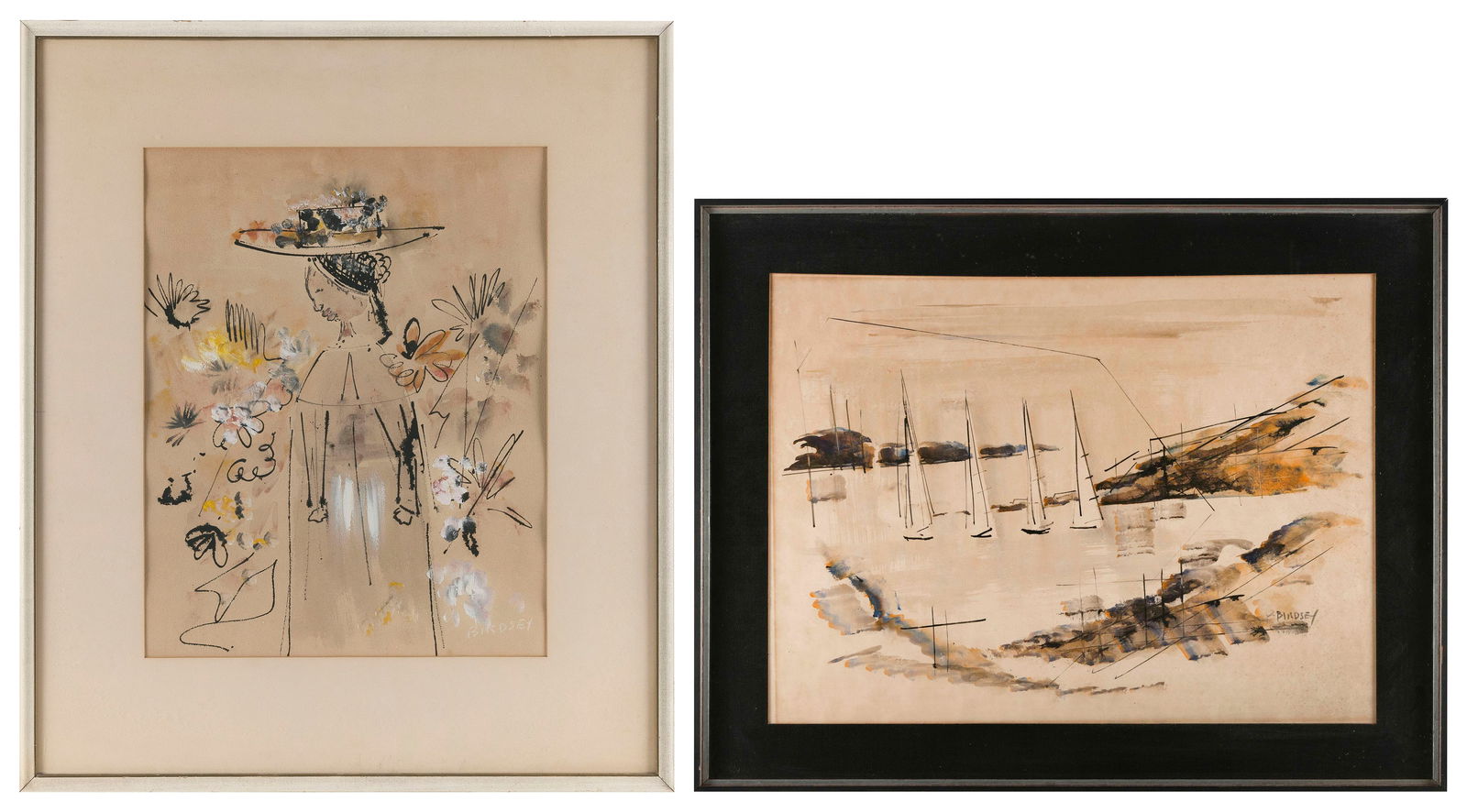 ALFRED BIRDSEY (Bermuda, 1912-1996), Two watercolors:, On paper, 20.5” x 16” and (1 of 5)