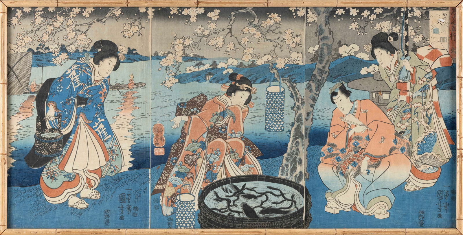 UTAGAWA KUNIYOSHI (Japan, 1798-1861), Watch Fire triptych., Woodblock prints, oban tate-e, 14" x (1 of 6)