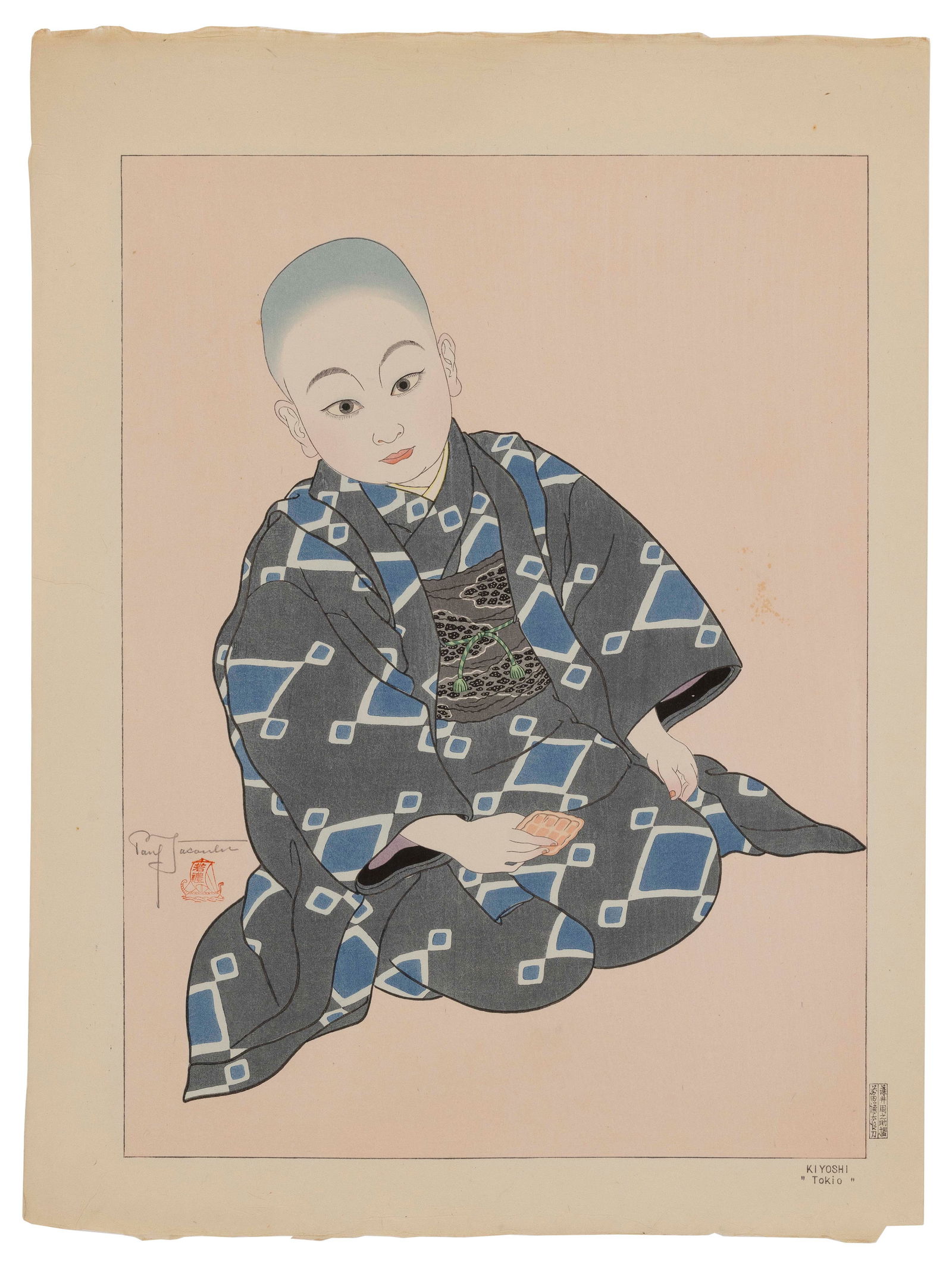 PAUL JACOULET (France/Japan, 1902-1960), Kiyoshi. Tokio. (#51)., Woodblock print, 18.75" x 13.5". (1 of 2)