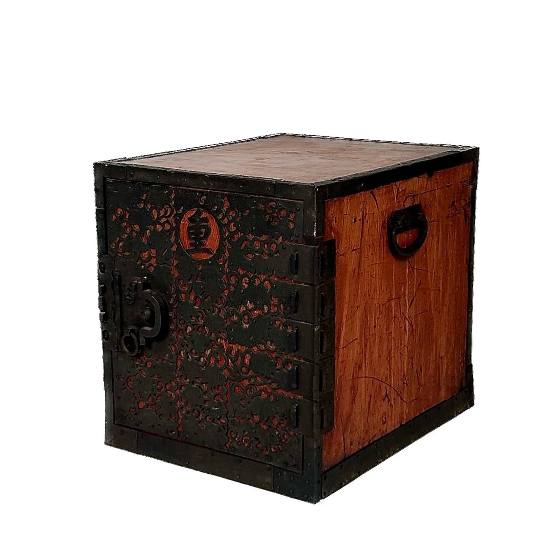 JAPANESE IRON-OVERLAID KAKESUZURI SEA CHEST Meiji Period Height 46". (1 of 5)