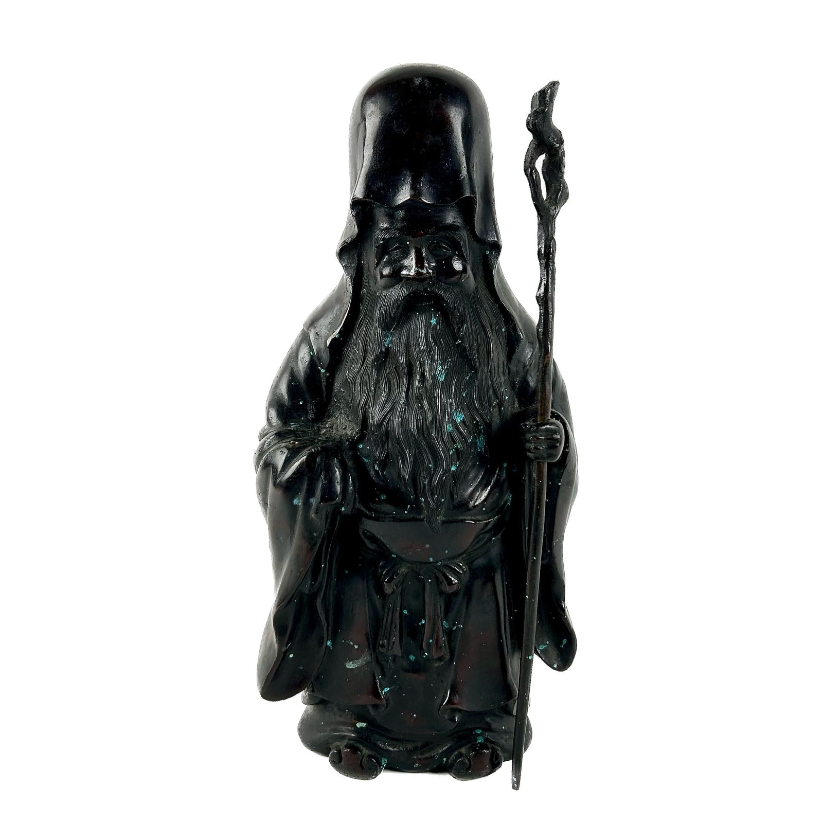 CHINESE BRONZE FIGURE OF A LOHAN 19th Century Height 16". (1 of 6)