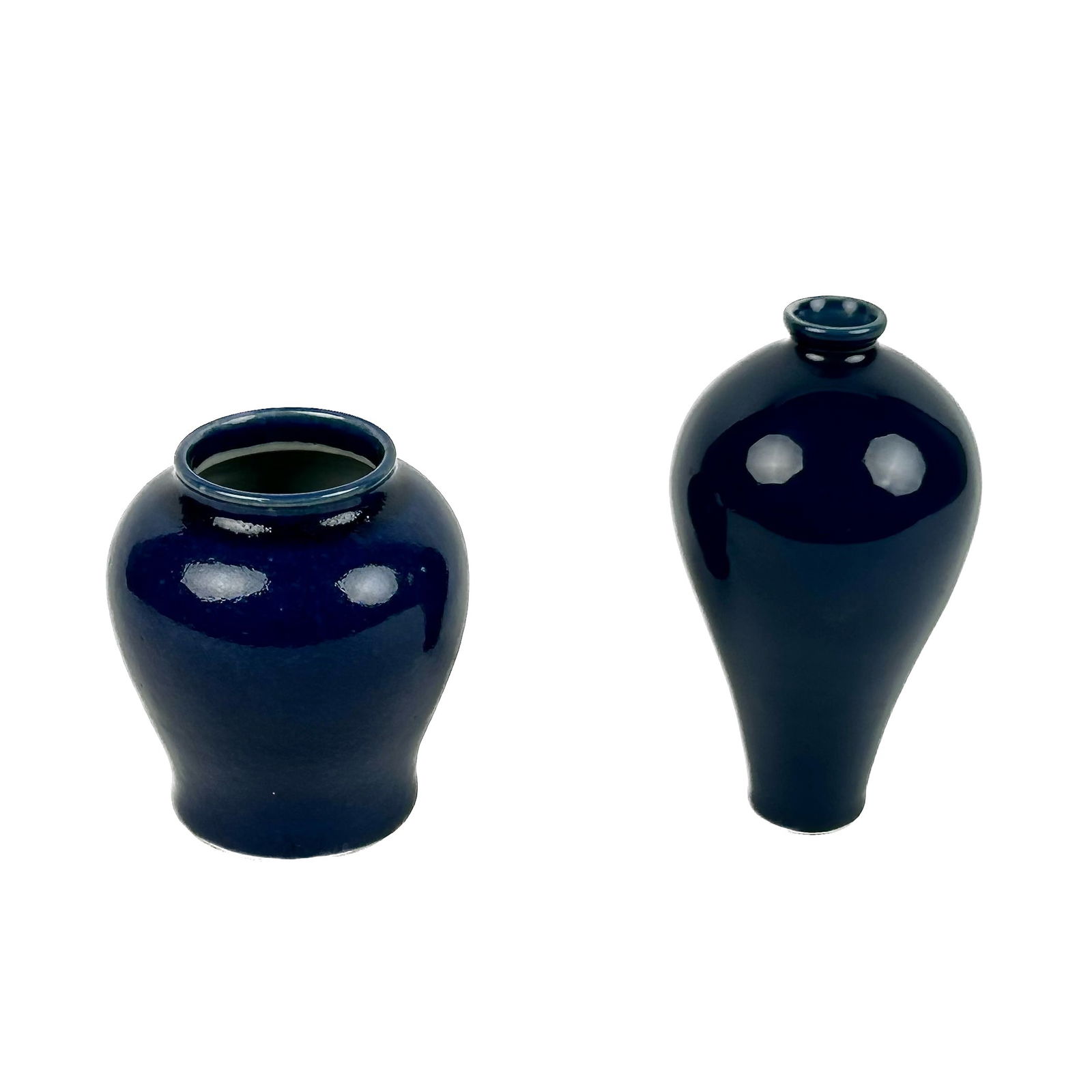 TWO CHINESE COBALT BLUE GLAZE PORCELAIN VASES 19th/20th Century (1 of 5)