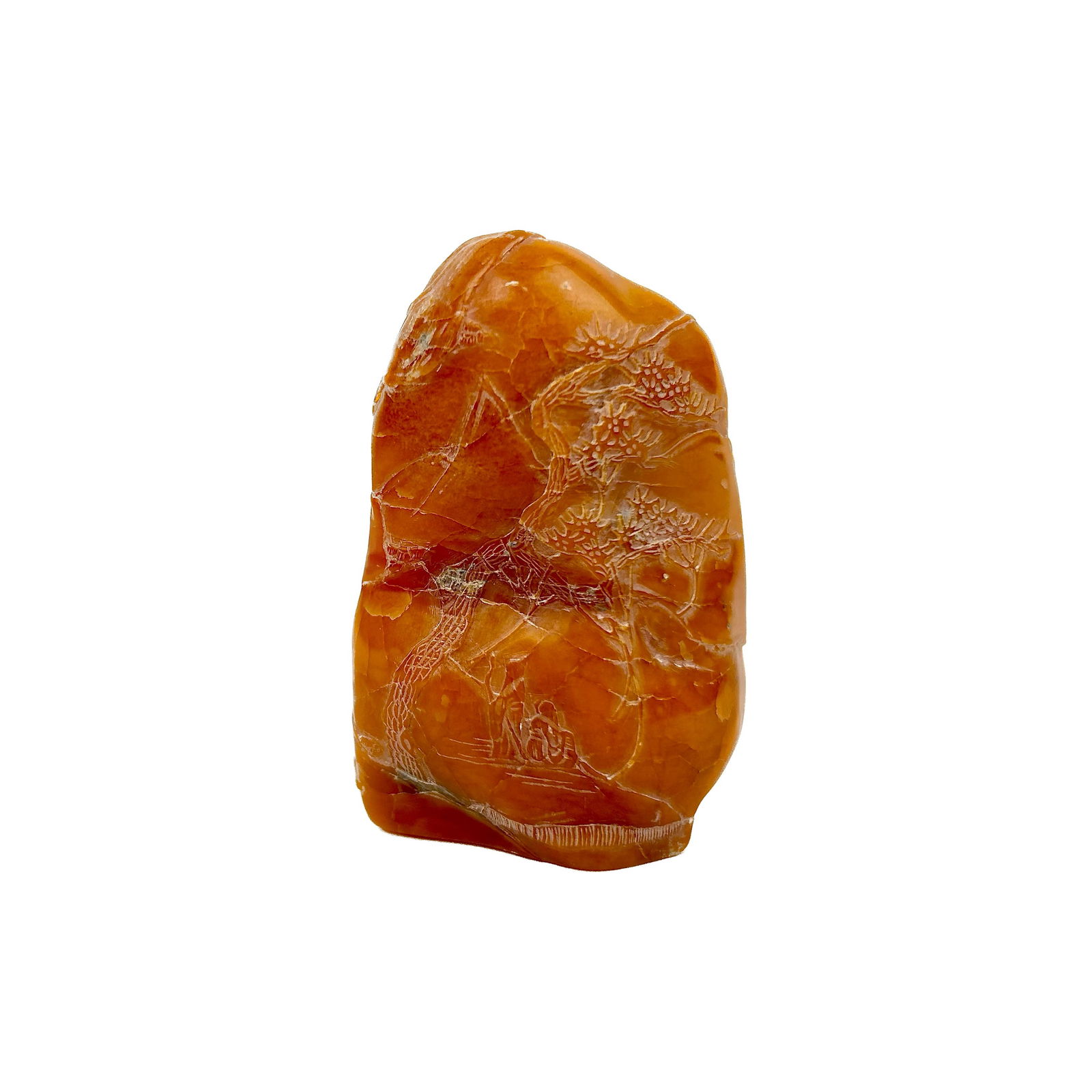 CHINESE CARVED TEHUAN STONE PEBBLE Height 3". (1 of 5)