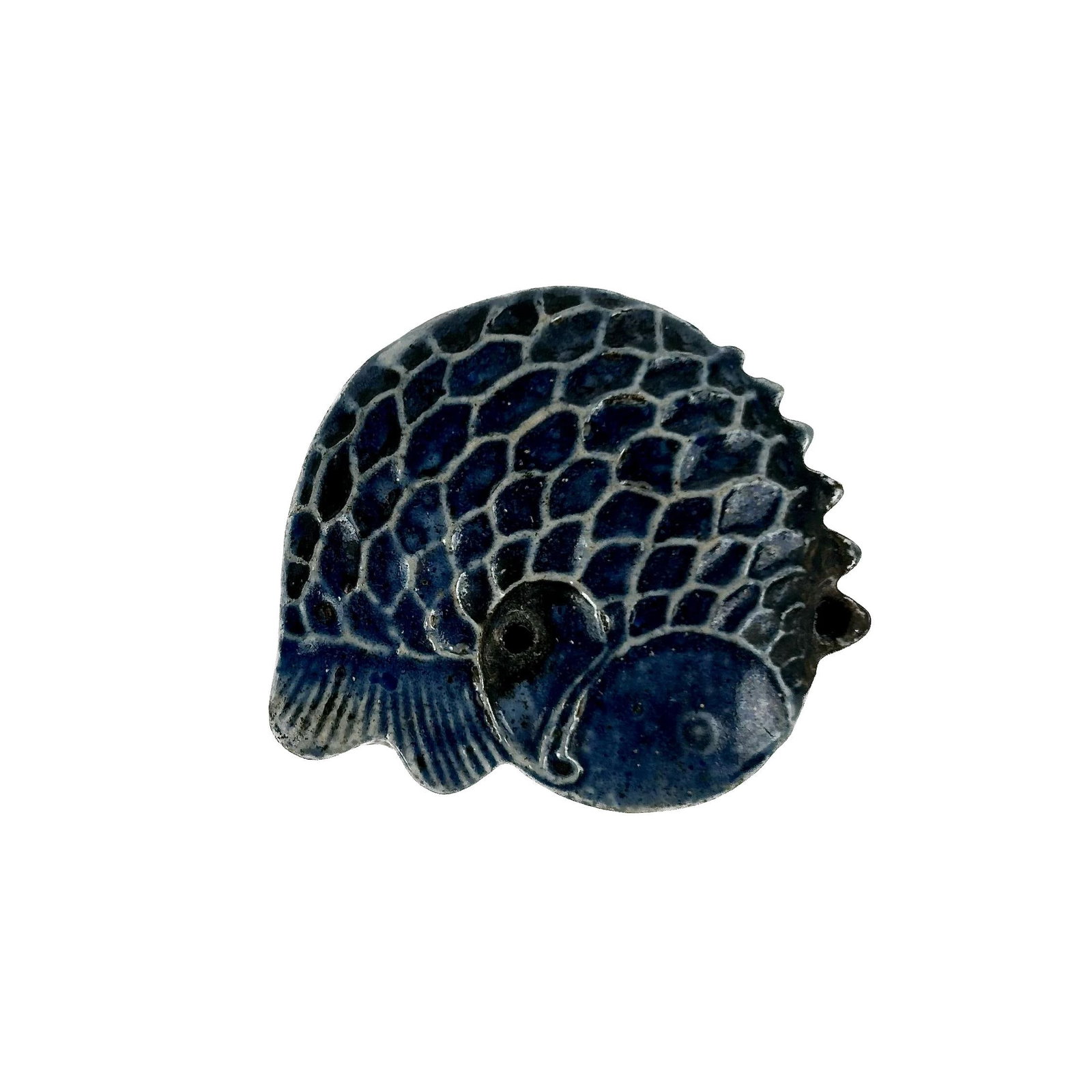 KOREAN BLUE GLAZE PORCELAIN SUITEKI Meiji Period Length 2.75".: KOREAN BLUE GLAZE PORCELAIN SUITEKI Meiji Period In the form of a jumping carp. Length 2.75".