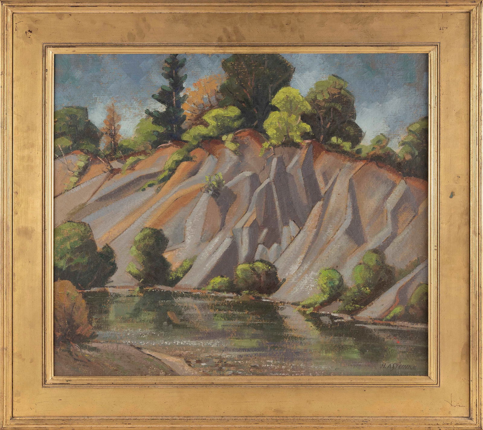 HERBERT A. STEINKE (New York/Wisconsin, 1894-1982), View of a quarry., Oil on board, 24" x 28". (1 of 2)