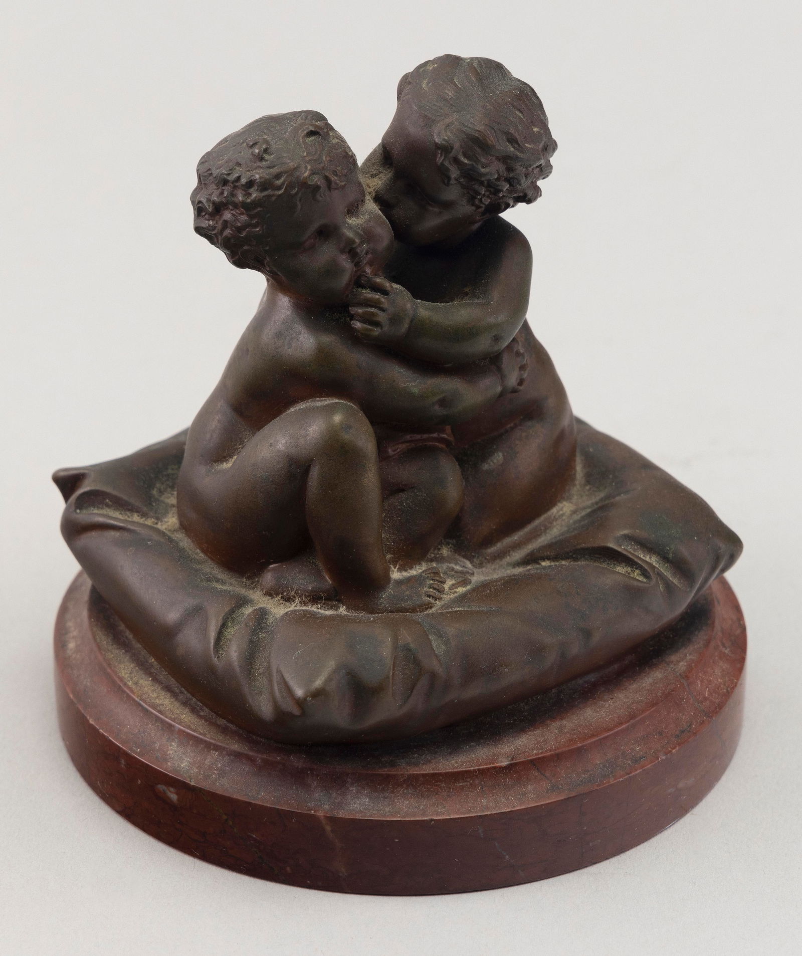 LOUIS KLEY (France, 1833-1911), Two children embracing., Bronze, height 4.5". Mounted on a rouge (1 of 3)