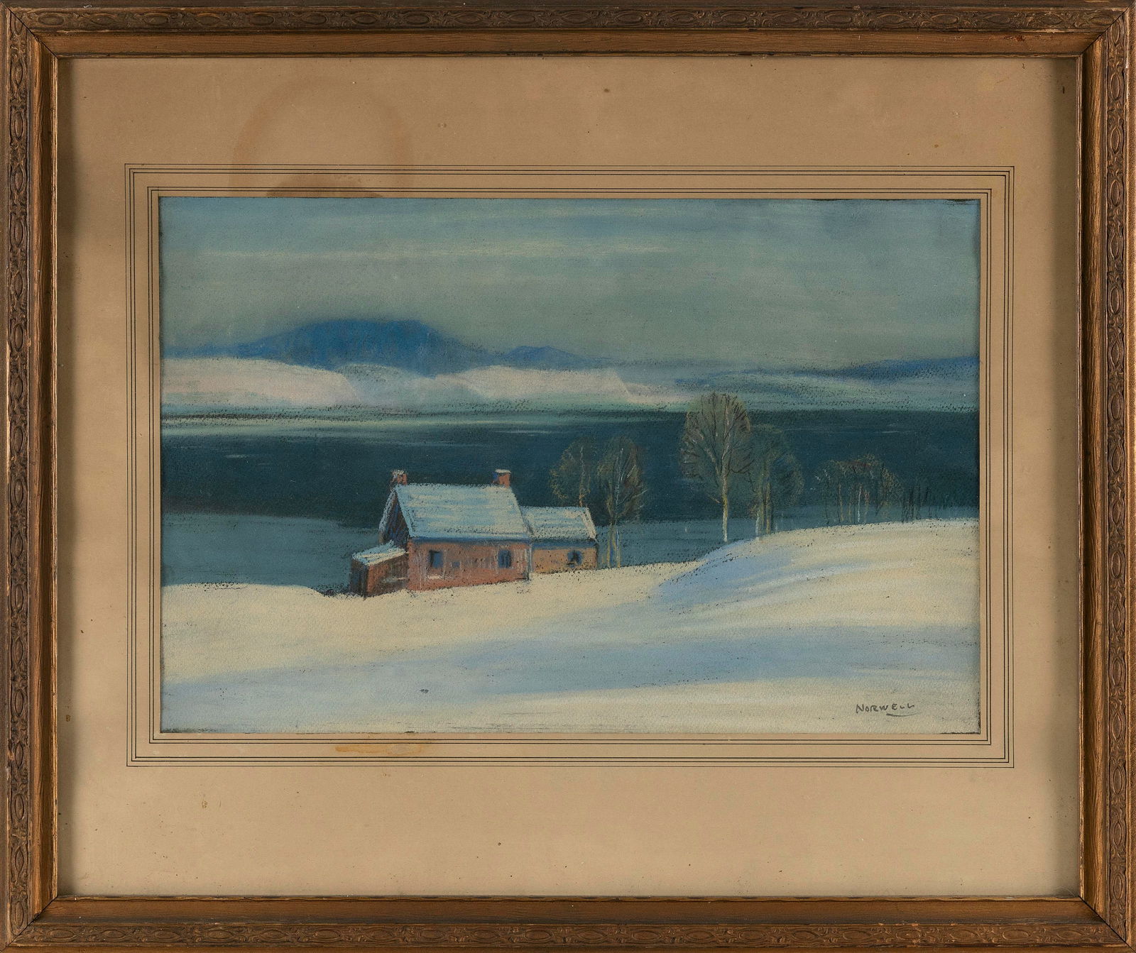 GRAHAM NOBLE NORWELL (Canada, 1901-1967), House in winter., Pastel on paper, 11.5" x 17.25" sight. (1 of 2)