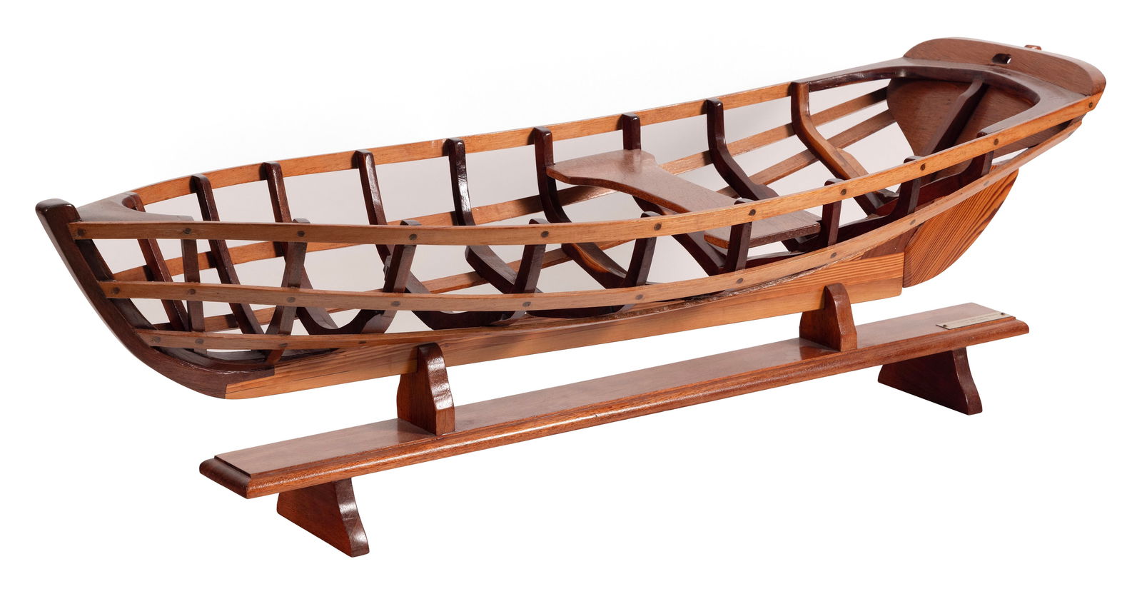 BUILDERíS MODEL OF A MAN-O'-WAR SAILING DINGY BY JOE ALBURY 20th Century Height on cradle (1 of 3)