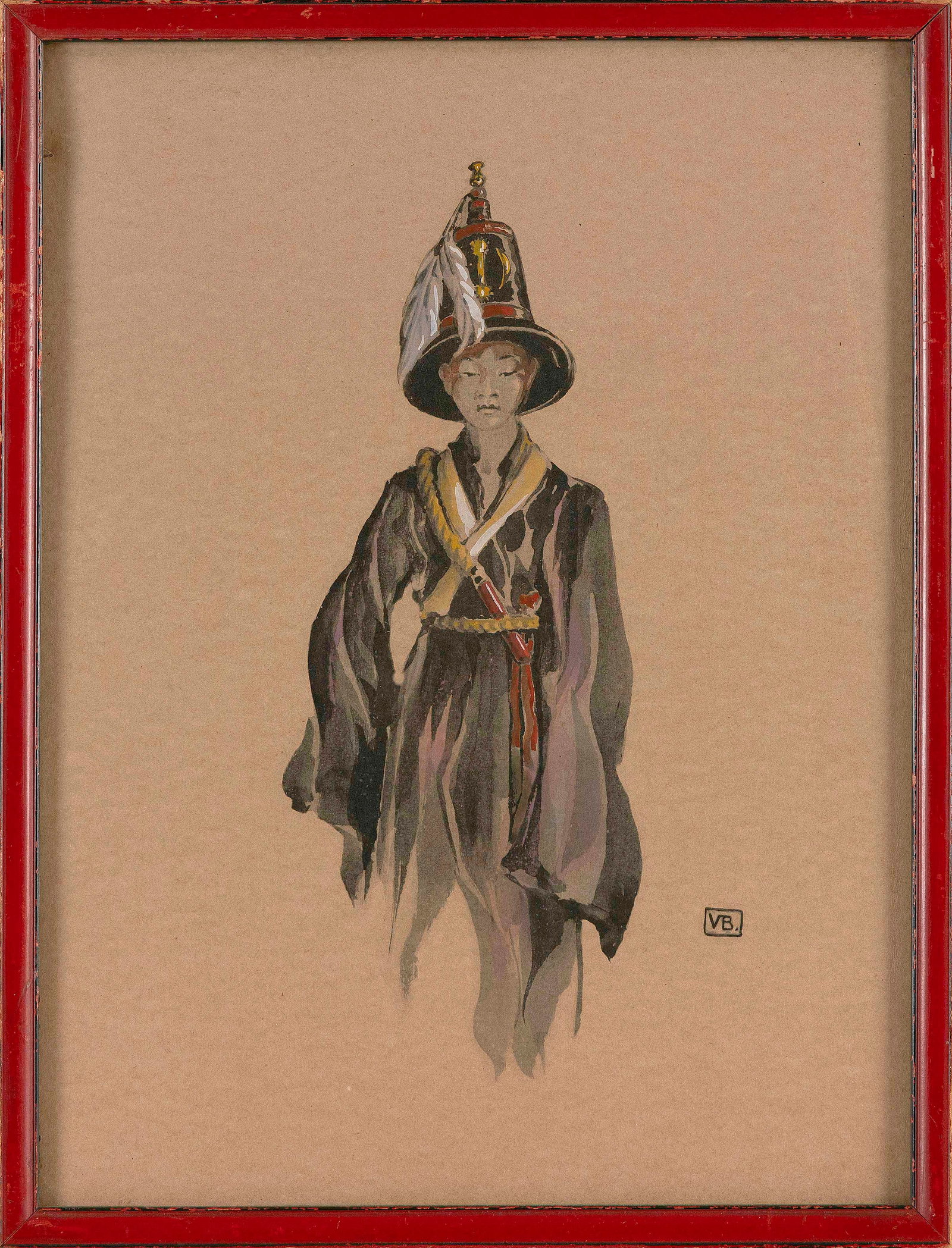 VIOLET E. BRUNTON (United Kingdom, 1878-1951), Portrait., Watercolor on paper, 13.5" x 10". Framed (1 of 2)