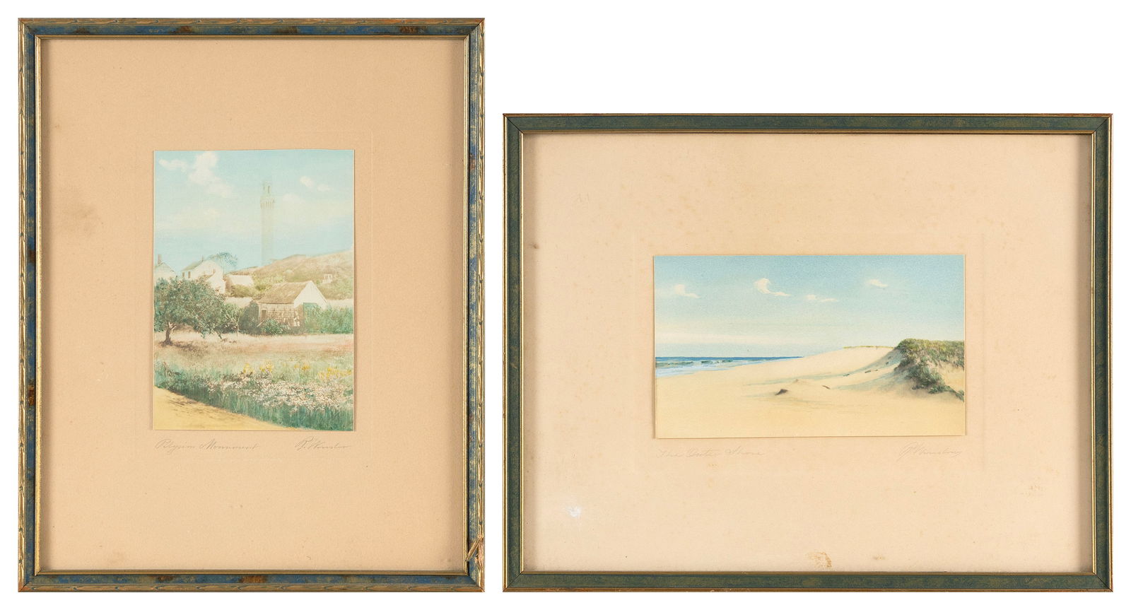 TWO HAND-COLORED PHOTOGRAPHS OF PROVINCETOWN INTEREST Early 20th Century Framed 8.5" x 10.5" and (1 of 2)