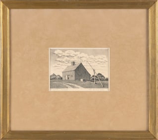 RUTH HAVILAND SUTTON (Massachusetts, 1898-1960), "The Oldest House Nantucket"., Etching, 5" x 6.5"