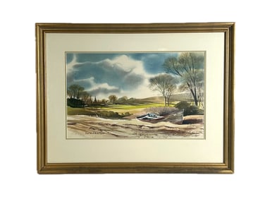 FOSTER HJALMAR NYSTROM (Massachusetts, 1913-2015), Beached dory., Watercolor on paper, 14" x 21.5".