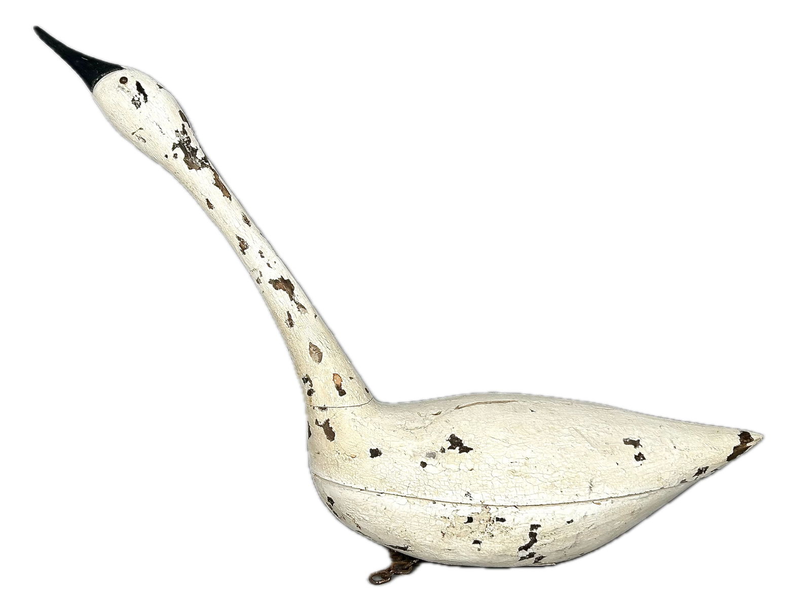 CARVED AND PAINTED WOODEN SWAN 20th Century Height 30". Length 38". (1 of 2)