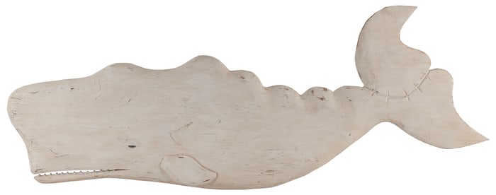MICHAEL BACLE CARVED AND PAINTED SPERM WHALE PLAQUE Virginia/Nantucket, Contemporary Length 55".