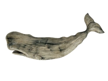 ROGER MITCHELL CARVED AND PAINTED SPERM WHALE PLAQUE Massachusetts, Contemporary Length 24".