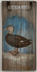 STAN SPARRE (East Falmouth, Massachusetts, 1923-2011), "Black Duck"., Oil on pine board, 14.25" x