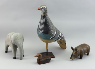 FOUR ANIMAL FIGURES 20th Century Heights from 4" to 16".