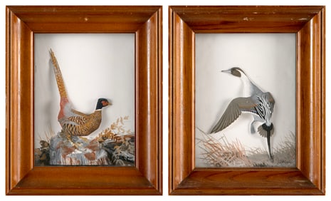 TWO SPORTING ART SHADOW BOX DIORAMAS BY JOSEPH Q. WHIPPLE 20th Century Framed 8.75" x 7".