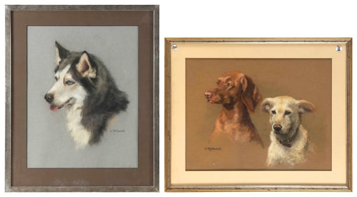 CHERYL MACDONALD (Connecticut, 20th Century), Two dog portraits