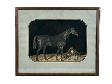 UNUSUAL THREE-DIMENSIONAL CUT LITHOGRAPH OF A HORSE 19th Century Image 11" x 15". Framed 18.25" x