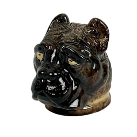 CERAMIC HOGANS TOBACCO JAR IN THE FORM OF A BULLDOG England, Circa 1900 Height 7". Depth 7.5".